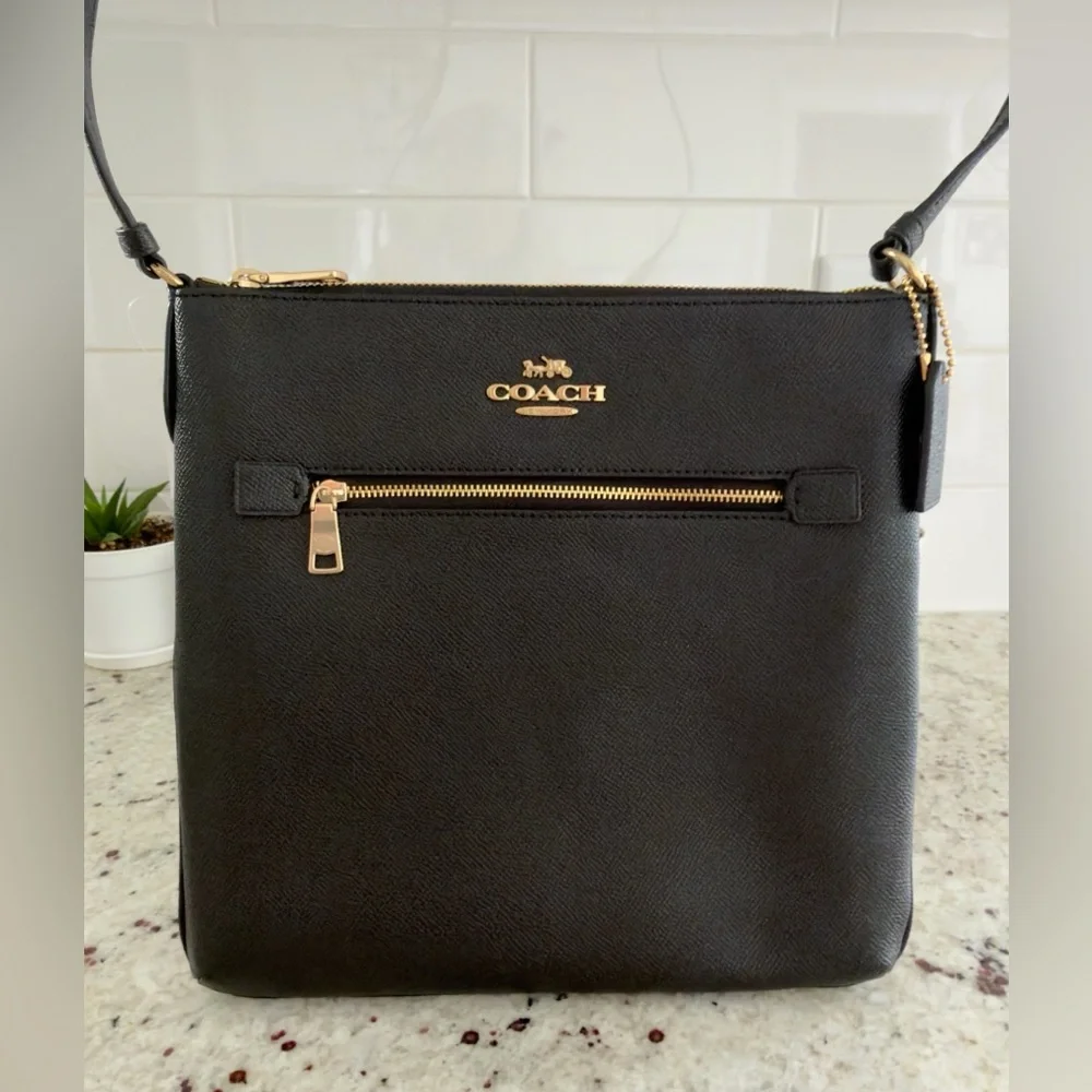 Coach Crossbody Purse Black Leather NWT - Picture 8 of 16